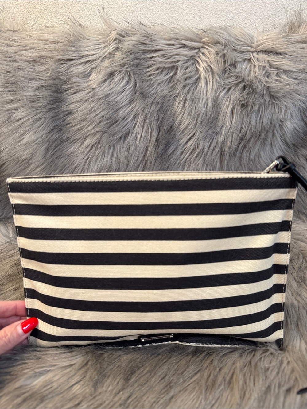 Rebecca Minkoff Striped Black and Cream Wristlet Clutch